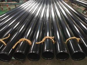 5.8m Black Powder adunay sapaw nga Galvanized Steel Pipe Fence Pipe