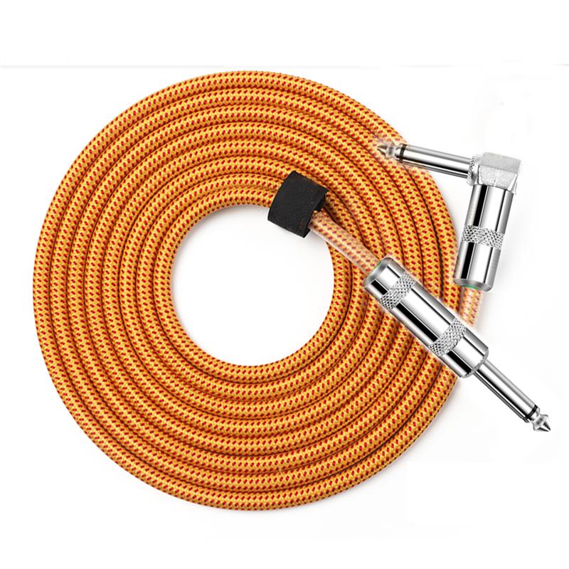 1/4 Inch Right Angle to straight Instrument Cable, Nickel plated Electric Guitar Cord and Amp Cable – Low Noise Bass braided jacket Guitar Cables รูปภาพเด่น