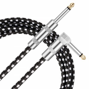 TOP kub plated 6.35mm txog 6.35mm TRS Suab Guitar Lead Nylon Braided Jack Instrument Cable