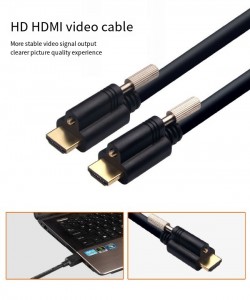 ខ្សែ HDMI LOCK ស្រោបមាស 1080p ជាមួយខ្សែ M3 Screw HDMI Extension cable ពី 1.5m ទៅ 15m