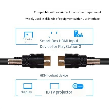 ខ្សែ HDMI LOCK ស្រោបមាស 1080p ជាមួយ M3 Screw HDMI Extension cable ពី 1.5m ទៅ 15m រូបភាពពិសេស