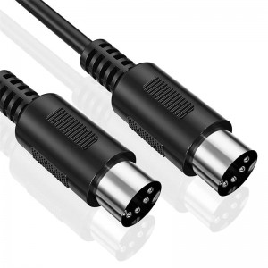 Kina fatory 5-stifts DIN MIDI-kabel, svart hane till hane 5-stifts MIDI-kabel för professionell pianoklaviatur