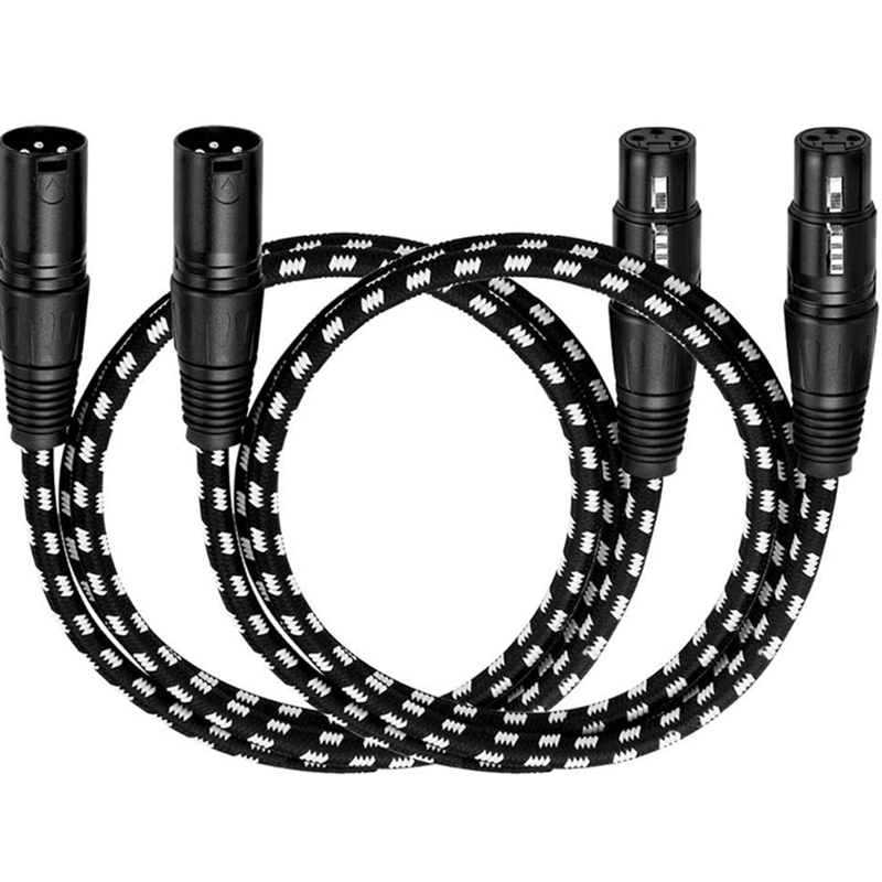XLR Microphone Cables 25 ft 6 Packs Braided – Premium Balanced XLR Male to Female DMX MIC Cable 6feet, Black or Colorful Featured Image