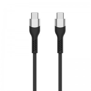 USB C 2.0 Cable Braided USB C għal C Cable Fast Charging Cable 3A 60W 480Mbps Data, Kompatibbli ma 'Samsung Galaxy S22/S21/S20 Ultra, Nota 20/10, MacBook Air, iPad Pro, iPad Air 4, iPad Mini 6, Pixel- Griż