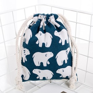 Best Home Decor All Over Cute Animal Printed Poly Canvas Drawstring Bag