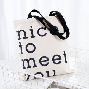 “nice to meet you” Heavy duty unisex cotton canvas tote bag