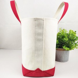 16oz 100% Cotton Canvas Tote Bag with Contrast Color Handle Strap