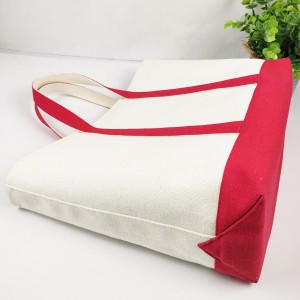 16oz 100% Cotton Canvas Tote Bag with Contrast Color Handle Strap