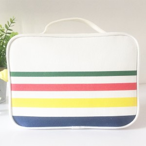 Colorful Striped Cotton Canvas Storage Tool Toy Bag Custom Cooler Bag