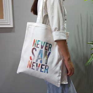 Lux Accessories Cotton Canvas Bling “Never Say Never” Printed Shoulder Tote Bag