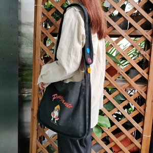 Casual Daily Tote with Decor Shoulder Length Handle and Inner Pocket, Colorful Printing Canvas Bag