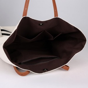 Striped Design Lady Handbag Canvas Cotton Tote Bag