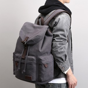 Wholesale Trendy Student Canvas Bag With USB Casual Mens Travel Laptop Backpack