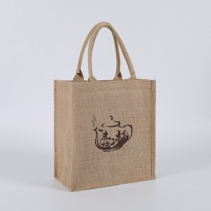 Quality Wholesale Custom Logo Waterproof Hessian Grocery Bags Eco Jute Shopping Tote Bag