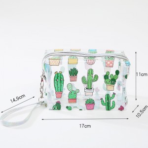 Custom Cartoon Printing Transparent Bag Waterproof PVC Cosmetic Makeup Bag
