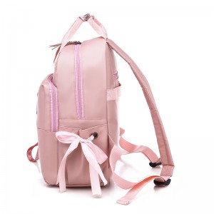 2022 Lovely Pink Bowknot Custom Kids School Bag Factory Anti-Theft Oxford Student Backpack
