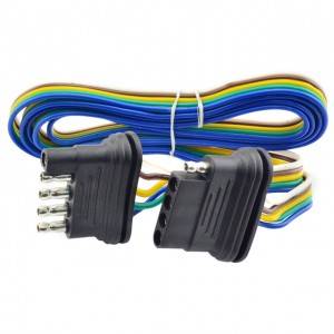 Ngwa igwe eji akpa akwa 4 Flat/5 Flat Trailer Wiring Harness Extension Connector Trailer Light Kit 4 ma ọ bụ 5 Wire Plug Connector for Utility Trailer Light