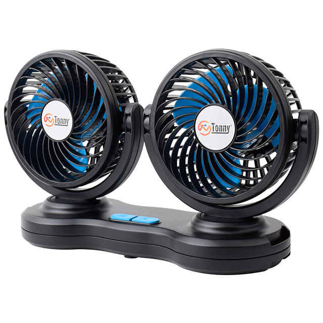 Dual Head Car Fans 12V USB Rechargeable Fan Electric 2 Speed Car Cooling Fan for Car SUV RV Boat Auto Vehicles