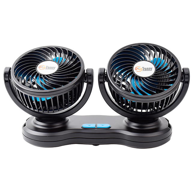 កង្ហាររថយន្តក្បាលពីរ 12V USB Rechargeable Fan Electric 2 Speed ​​Car Cooling Fan for Car SUV RV Boat Auto Vehicles