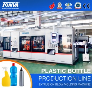 Kunststoff-Extrusionsblasformmaschine zur Herstellung von Kunststoffwaschmittelflaschen, Reinigungsflaschen und Sprühflaschen