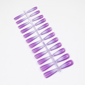 Pretty Ombre Nails Glossy Long Coffin Fake Nails for Nail Salon Jelly Nails