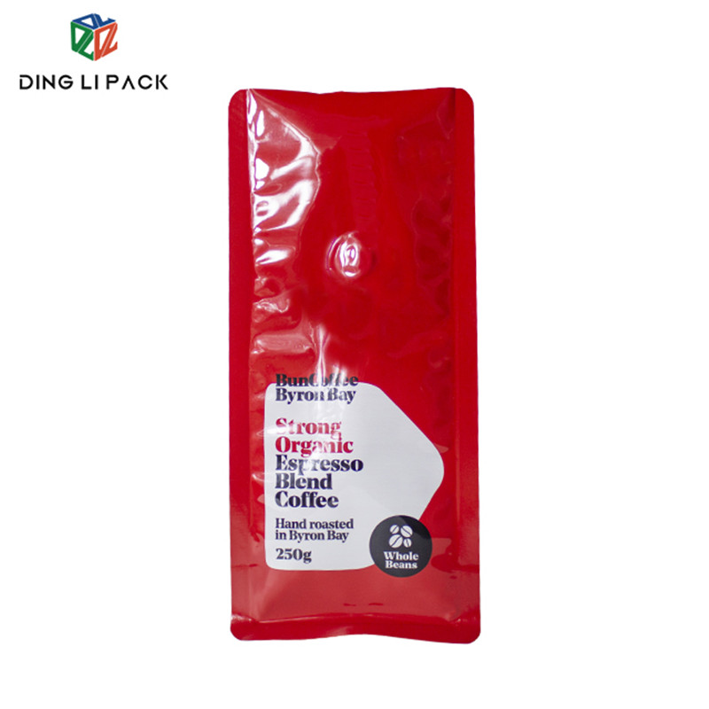 Flat bottom custom printed zipper coffee packaging bag with valve for coffee bean Featured Image
