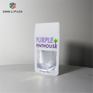 High Quality Custom Glossy Aluminum Foil Printed Transparent Zip Lock Stand up Bags Mylar CBD Packaging