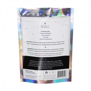 Custom Printed Factory Price Mylar Zip Lock Holographic Mylar Bag Transparent with Rainbow Color