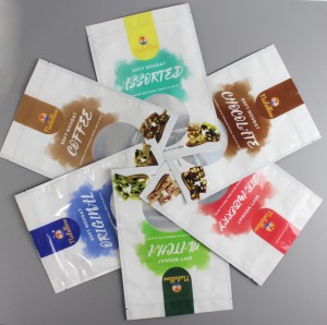 Custom Printed Foil Stand up Zipper Pouch with Window for Snack Package