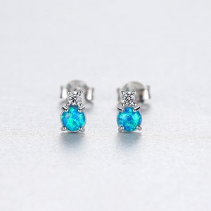 Custom Women's 925 Sterling Silver Delicate Stud Earrings Diamonds Zircon Sapphire SE0415