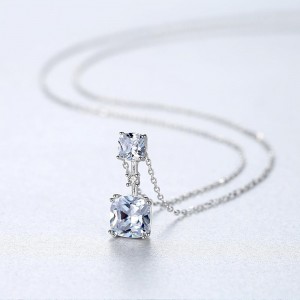 Pendentif Zircon Diamant Personnalisé Argent 925 Collier Chaîne Femme SN0304