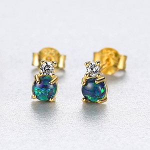 Custom Women's 925 Sterling Silver Delicate Stud Earrings Diamonds Zircon Sapphire SE0415