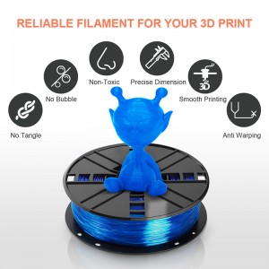 Flexible 3D filament TPU ubururu 1.75mm Inkombe A 95