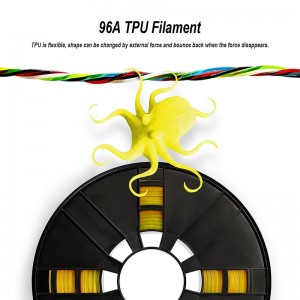 خيوط طابعة TPU ثلاثية الأبعاد مقاس 1.75 مم من المطاط لون أصفر