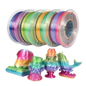 Silk Shiny Shiny Fast Color Gradient ផ្លាស់ប្តូរ Rainbow Multicolored Printer 3D Filament PLA Filament