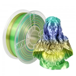 ပိုးသားတောက်ပြောင်မြန်ဆန်သော အရောင်အသွေးအရောင်ပြောင်းသည့် Rainbow Multicolored 3D ပရင်တာ PLA Filament