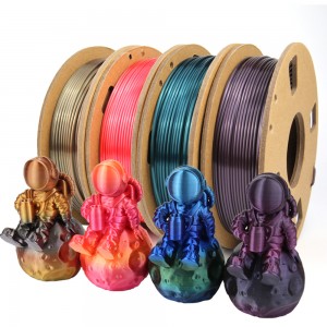 Filamento PLA 3D de seda de duas cores, perolado 1,75 mm, coextrusão arco-íris