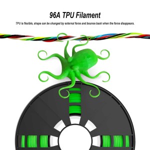 Filament flexibil TPU 1.75mm 1kg Culoare verde pentru imprimare 3D
