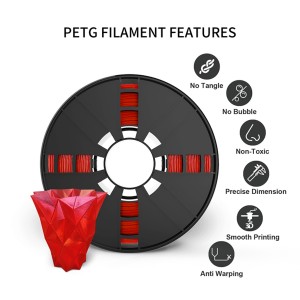 Pulang 3D filament PETG para sa 3D printing