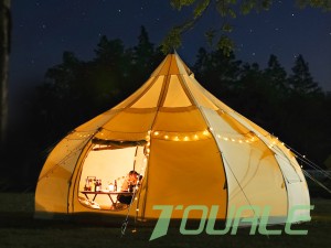 Луксузни хотелски шатор од памучне куполе за јурту водоотпорни глампинг шатор