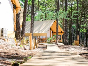 Glamping Safari Tent Vervaardigers Voorafvervaardigde Lodge Prefab Hotel Tenthuis