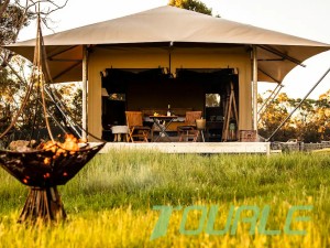 Glamping Hotel Safari Marquee stretch tent tensioned Membrane Luxury Eco Strech tent ສໍາລັບລີສອດ