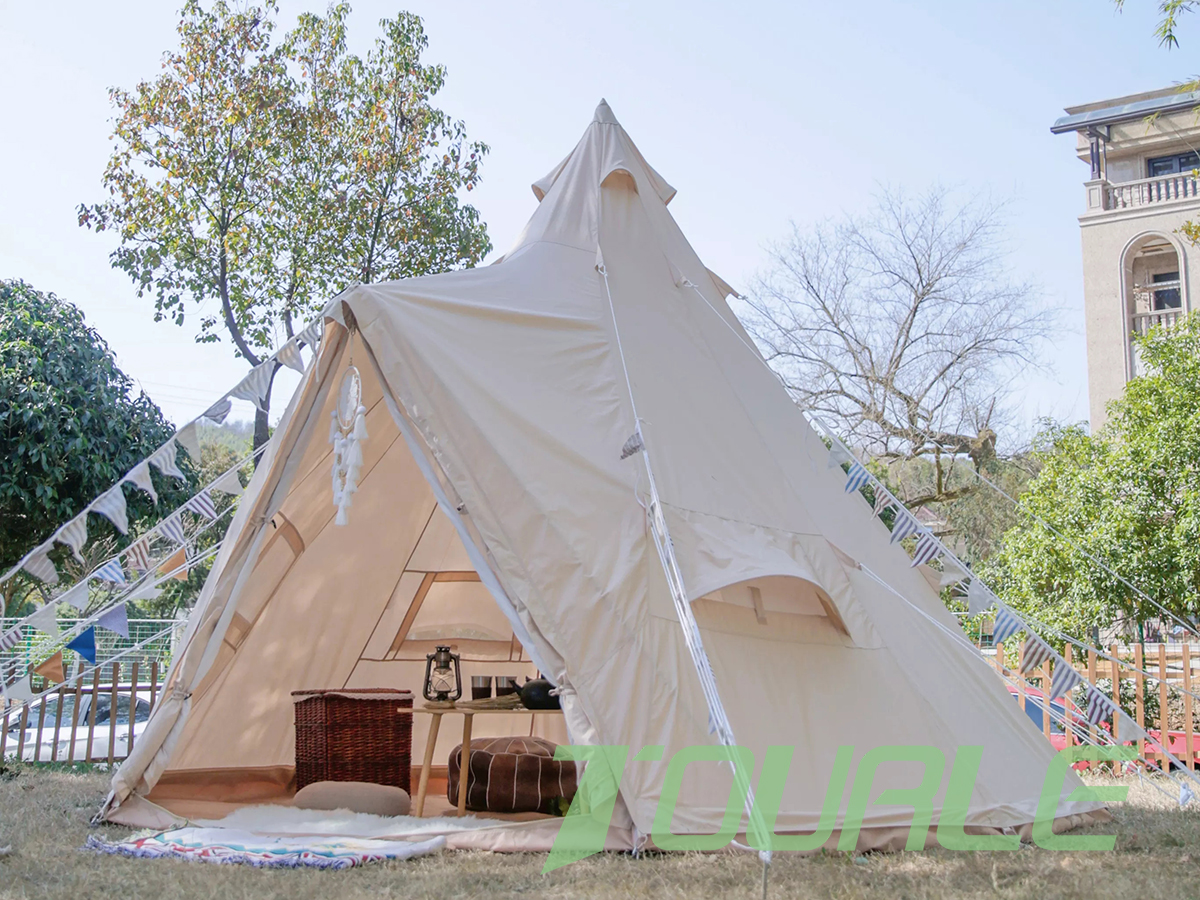 Tenda Pirâmide 6-7 Pessoas Barracas de Acampamento Familiar Poste de Torre Tenda Tipi de Lona