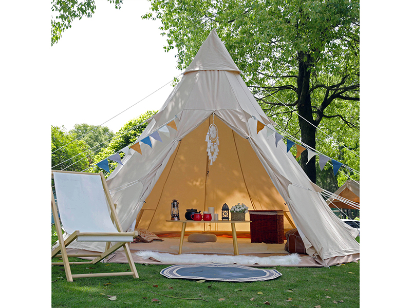 Глампинг памучни платнени пирамидални шатор за камповање типи шатор за спавање