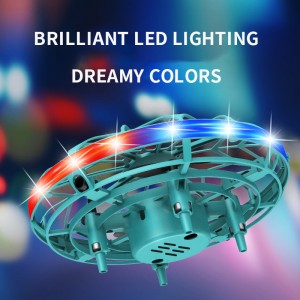 UFO Drone Gyda Golau LED Rheoli Llaw Rhwystrau Osgoi