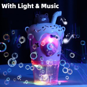 Chow Dudu Bubble Toy GD6292 elektrisk mjölktekopp bubbelmaskin med ljus och musik