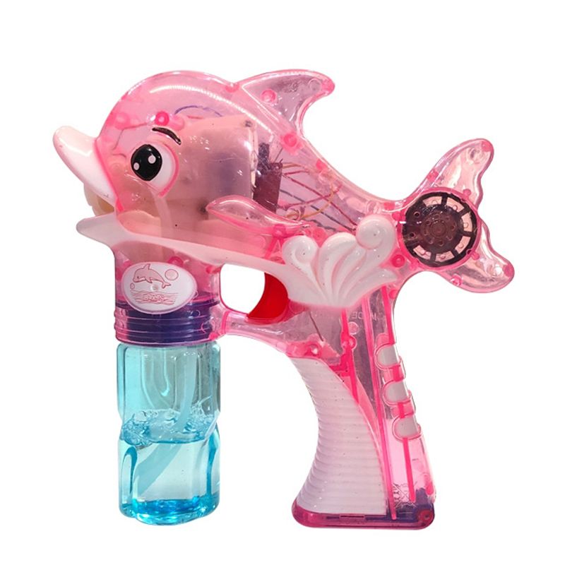 Chow Dudu Bubble Toy GF6210A Cute Electric Transparent Dolphin Bubble Gun With Light & Music