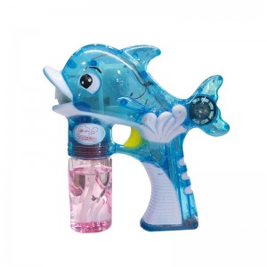 Chow Dudu Bubble Toy GF6210A Cute Electric Transparent Electric Transparent Dolphin Bubble Gun ជាមួយនឹងពន្លឺ និងតន្ត្រី