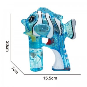 Chow Dudu Bubble Toy GF6214A Pistole a bolle di pesce pagliaccio trasparente elettrico con luce e musica