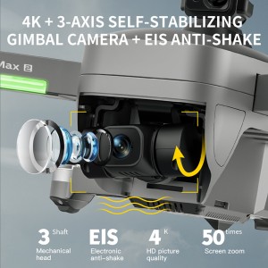Գլոբալ դրոն GD193 Max 2 RTS տեսախցիկ GPS առանց խոզանակի դրոն՝ խոչընդոտներից խուսափելու սենսորով